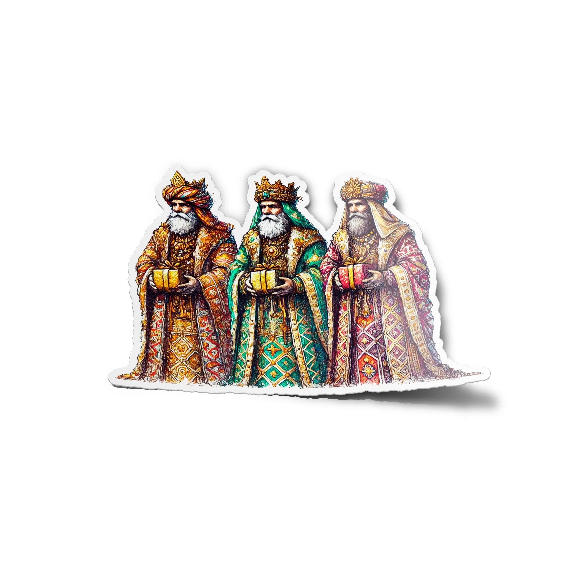 Sticker vinyle "Les Rois Mages" - Autocollant religieux de Noël | Résistant eau et UV | Décoration chrétienne