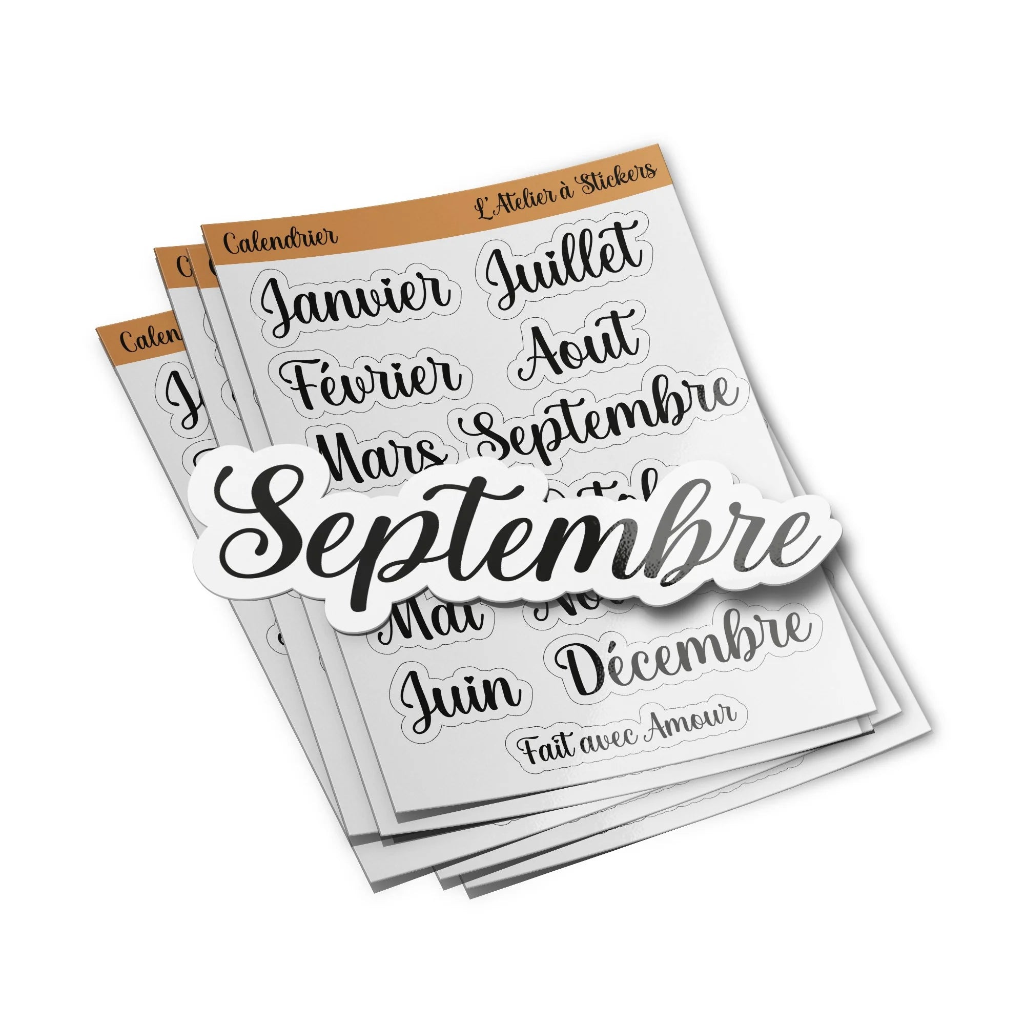 Stickers Mois de l’Année en Français – Autocollants Vinyle Découpés, Résistants à l’Eau et aux UV
