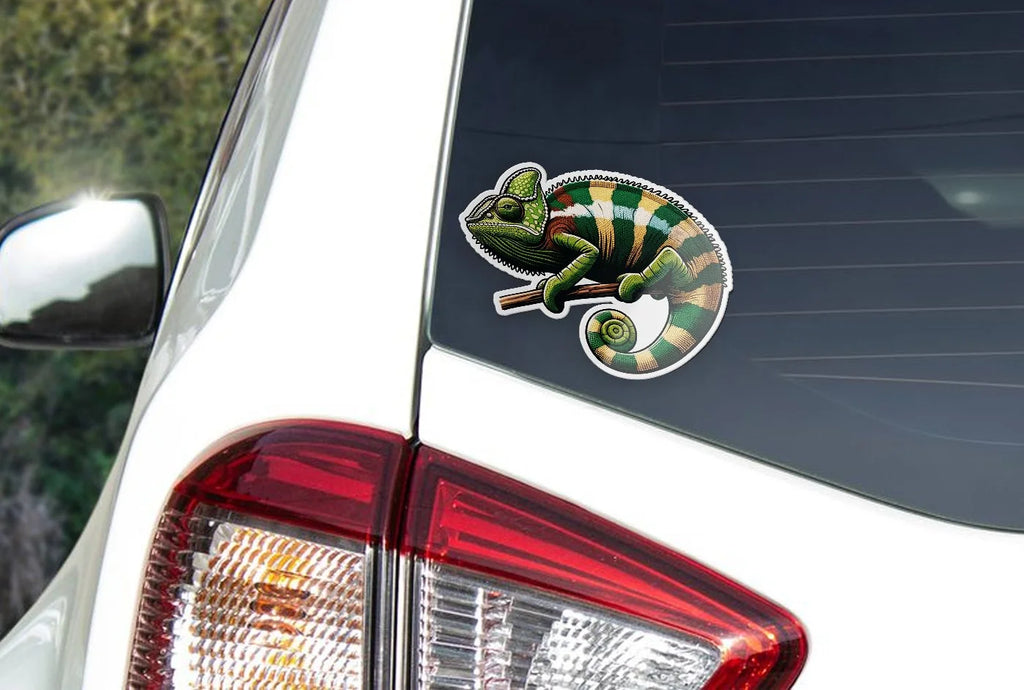 Sticker Caméléon en Vinyle de Qualité, Résistant à l'Eau et aux UV, Découpe à la Forme, Décoration Unique