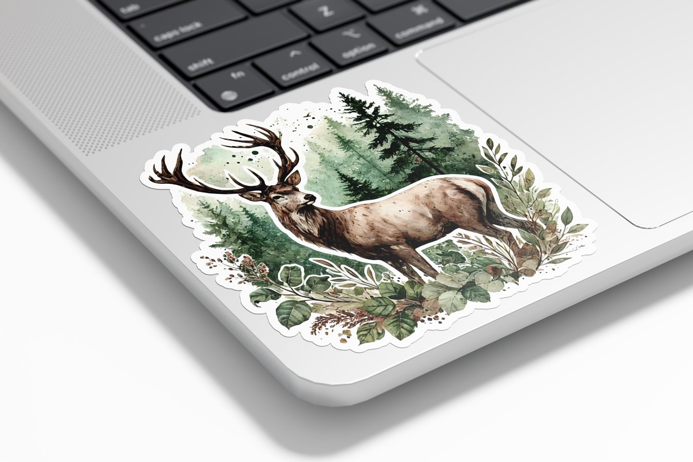 Sticker vinyle Cerf dans la forêt | Autocollant animal sauvage aquarelle | Résistant à l'eau et aux UV