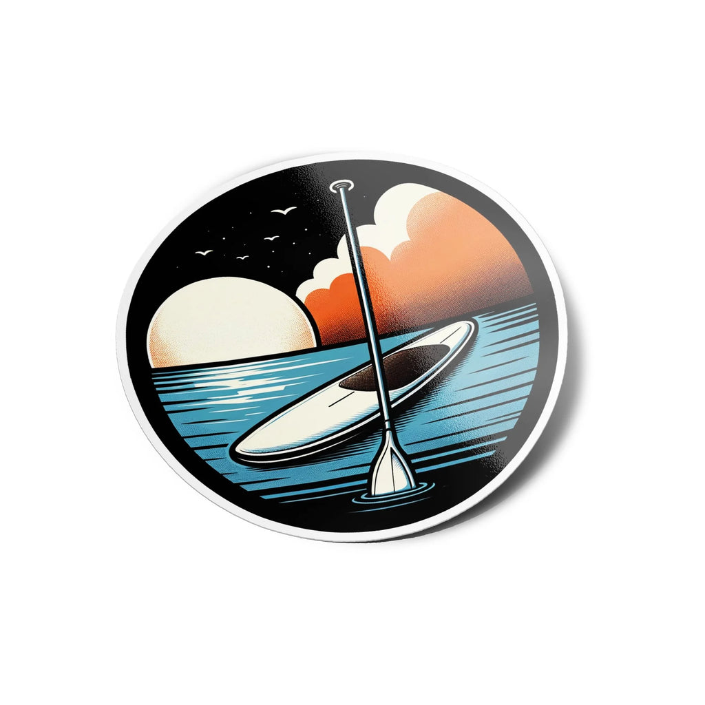 AUTOCOLLANTS STICKERS Vinyle Paddle au Coucher de Soleil - Résistant Eau & UV, Design Minimaliste