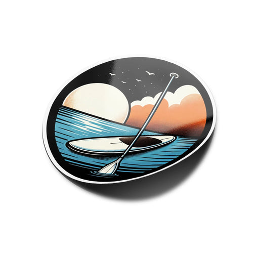 AUTOCOLLANTS STICKERS Vinyle Paddle au Coucher de Soleil - Résistant Eau & UV, Design Minimaliste