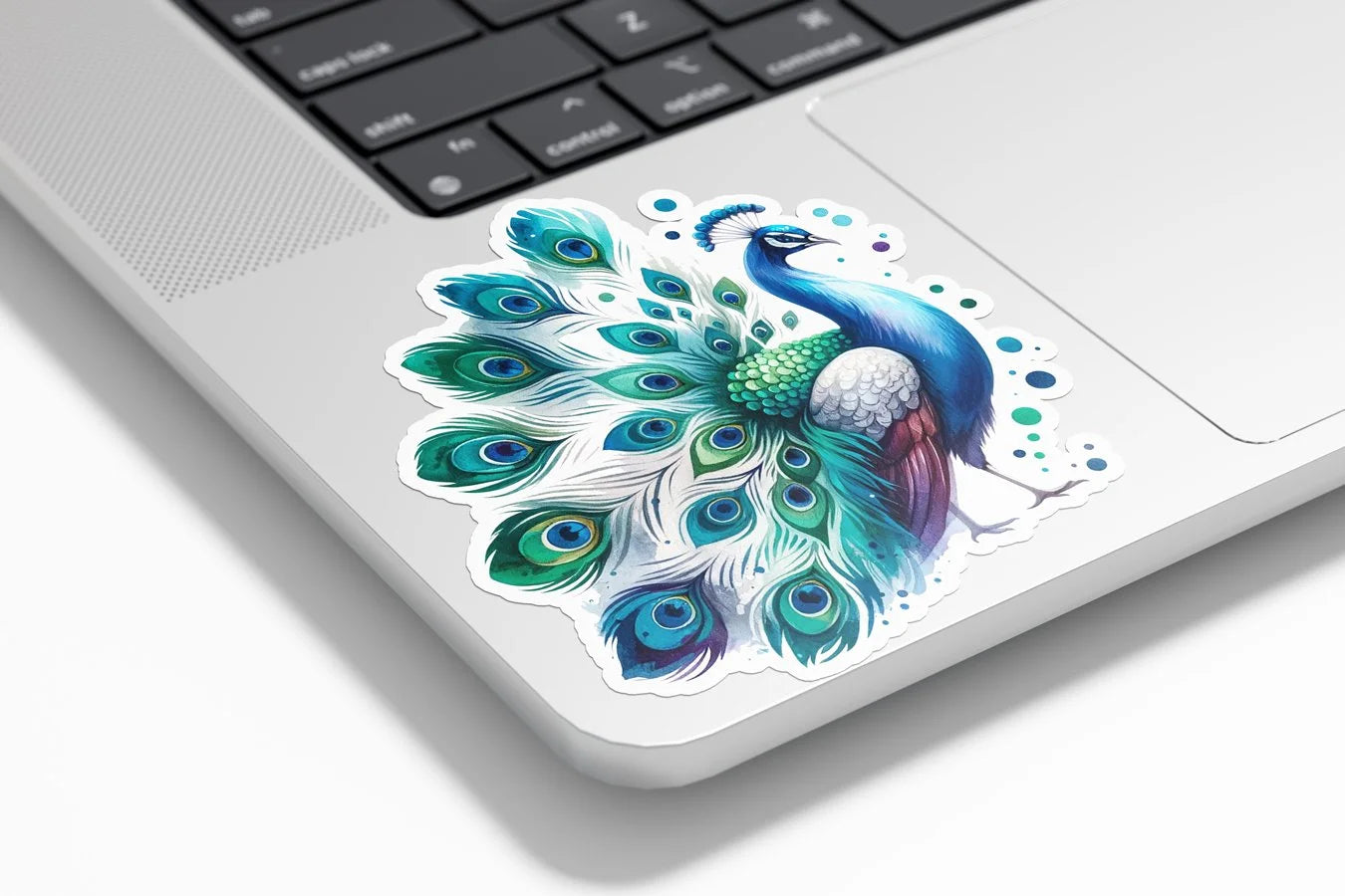 Sticker Vinyle Paon Aquarelle - Autocollant Découpé à la Forme, Résistant à l'Eau et aux UV, Plumes Colorées