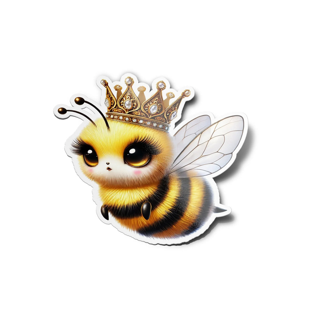 Sticker vinyle Abeille Reine mignonne - Autocollant résistant eau et UV - Abeille adorable avec couronne