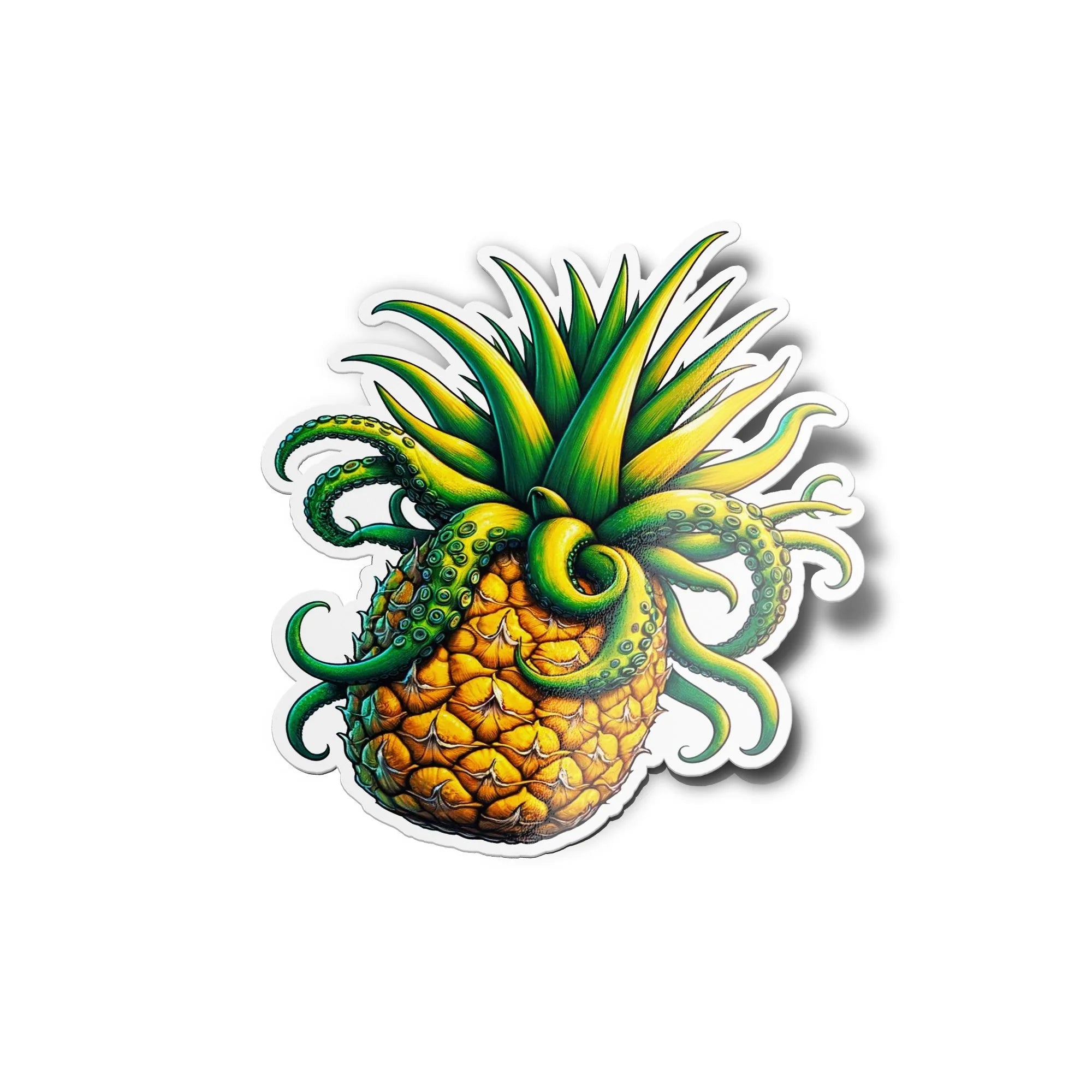 Sticker Ananas-Poulpe Excentrique – Vinyle Haute Résistance Eau et UV pour Déco Unique