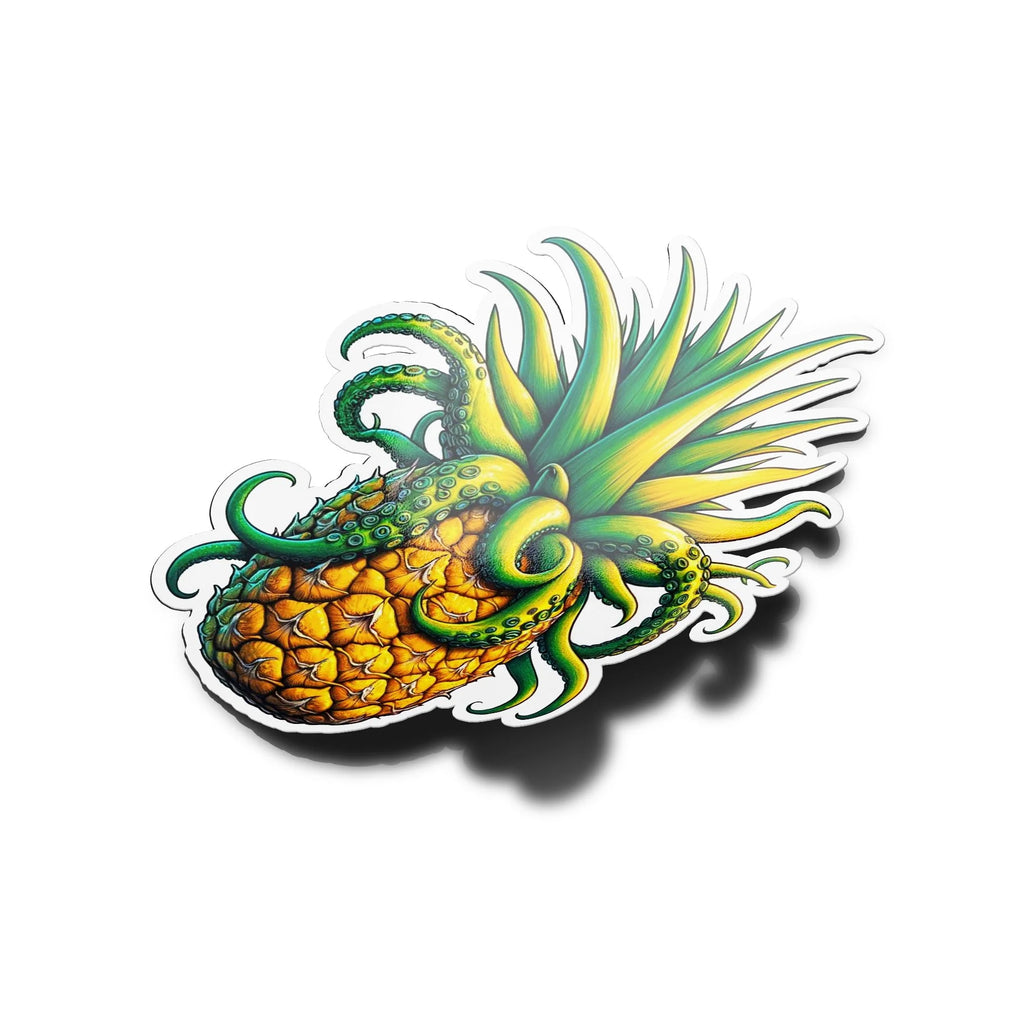 Sticker Ananas-Poulpe Excentrique – Vinyle Haute Résistance Eau et UV pour Déco Unique