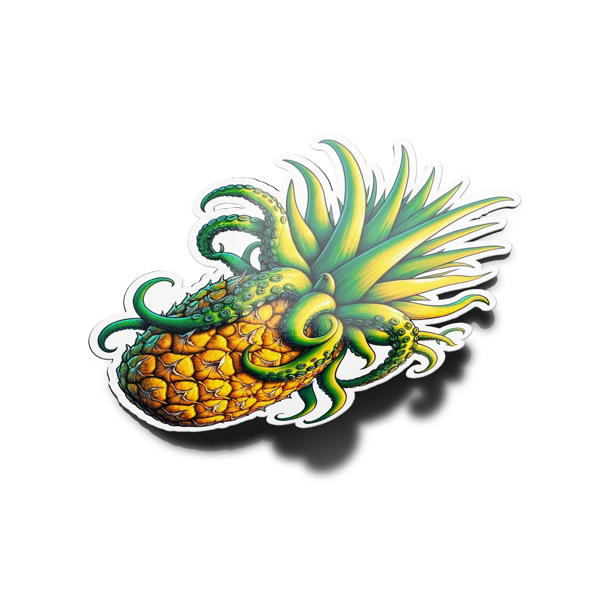 Sticker Ananas-Poulpe Excentrique – Vinyle Haute Résistance Eau et UV pour Déco Unique