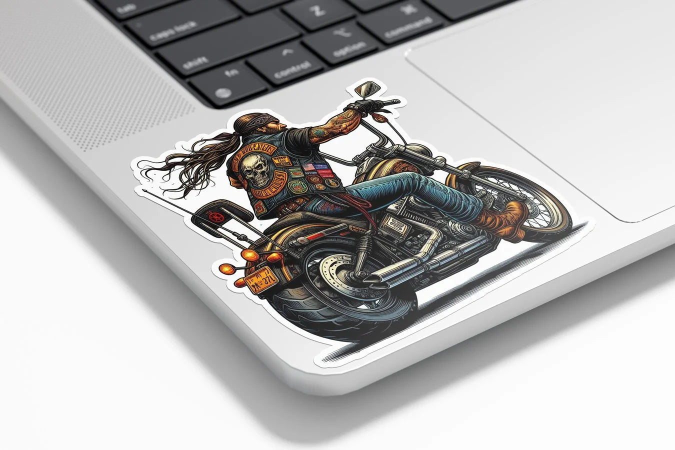 Sticker Biker Vintage - Skull & Chopper Harley - Résistant à l'eau et UV