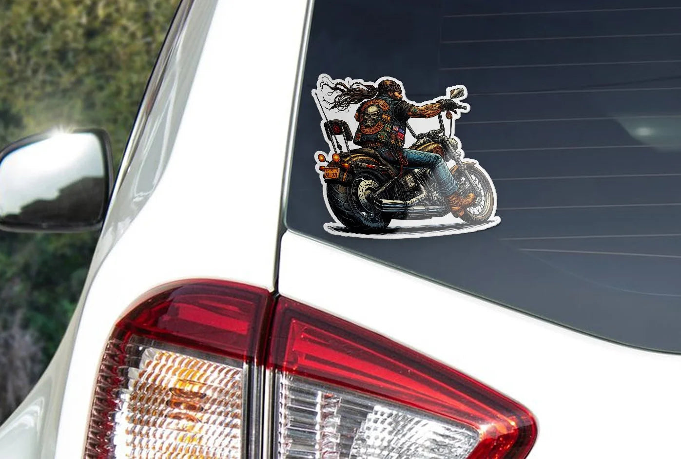 Sticker Biker Vintage - Skull & Chopper Harley - Résistant à l'eau et UV