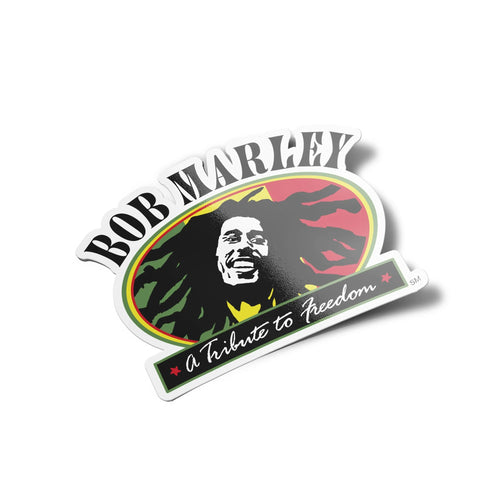 AUTOCOLLANTS Stickers Bob Marley Reggae Musique tribute to freedom 9x6cm découpé à la forme vinyle resistant eau et UV