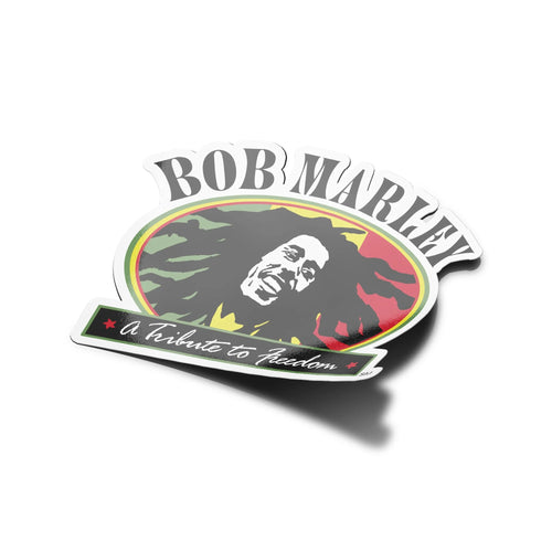 AUTOCOLLANTS Stickers Bob Marley Reggae Musique tribute to freedom 9x6cm découpé à la forme vinyle resistant eau et UV