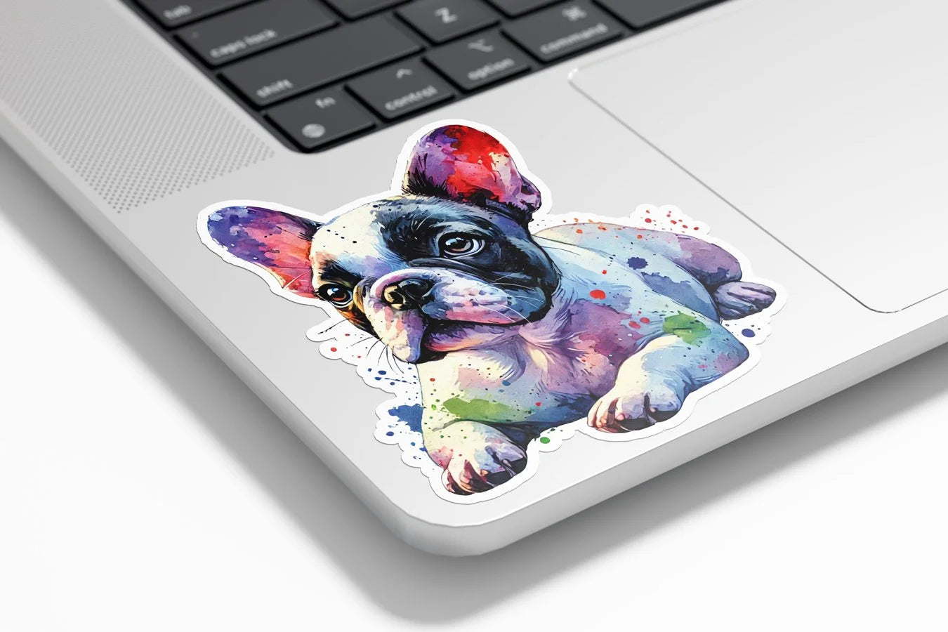 Sticker vinyle Bouledogue Français en aquarelle - Autocollant coloré résistant eau et UV