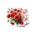 Sticker Vinyle Bouquet de Coquelicots - Autocollant Découpé à la Forme, Résistant à l'Eau et aux UV
