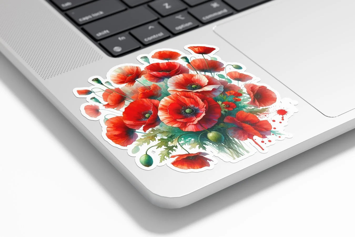 Sticker Vinyle Bouquet de Coquelicots - Autocollant Découpé à la Forme, Résistant à l'Eau et aux UV