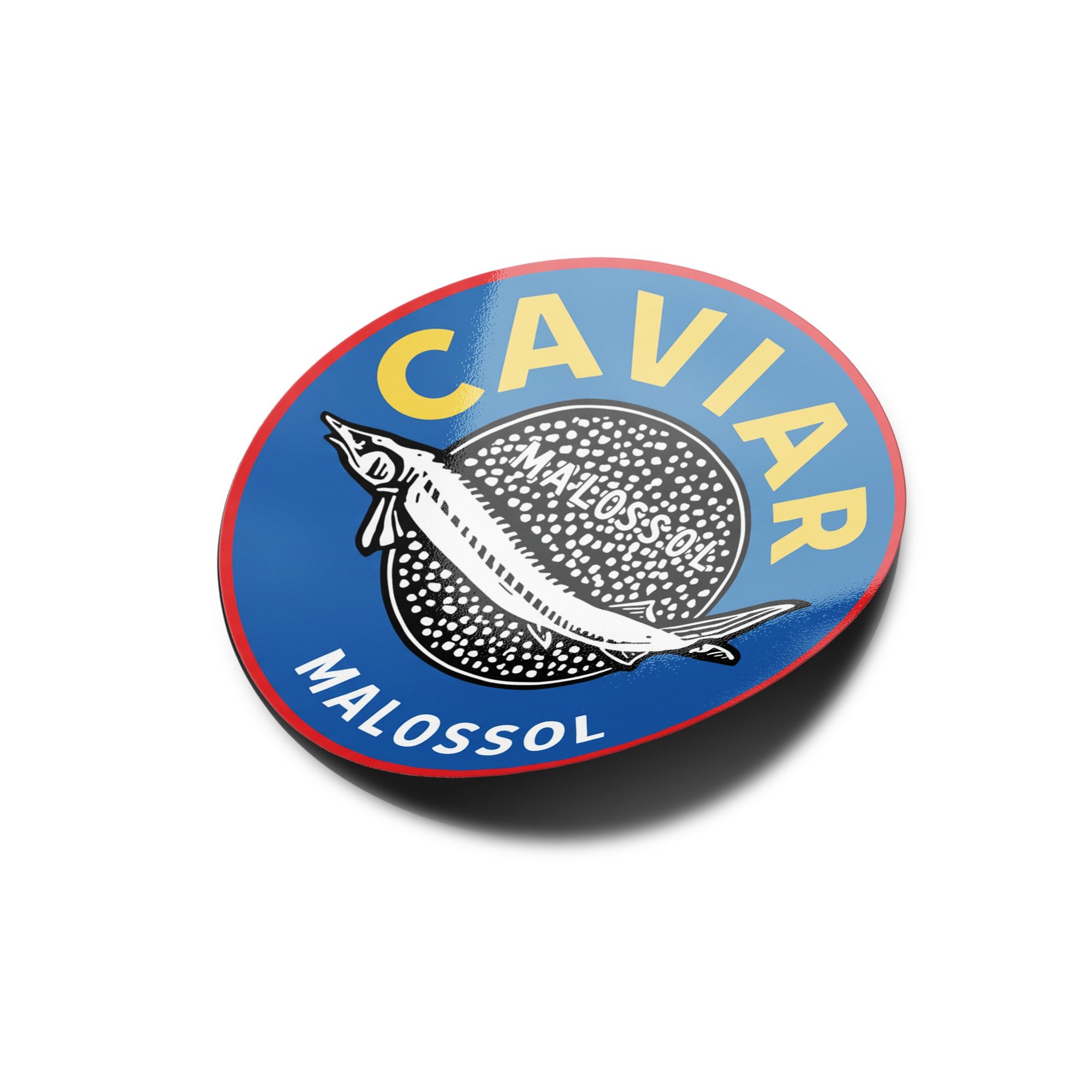 Sticker Caviar – Autocollant vinyle rétro inspiré des boîtes de caviar russe | Design gastronomique luxe, résistant à l’