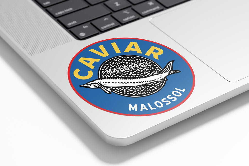Sticker Caviar – Autocollant vinyle rétro inspiré des boîtes de caviar russe | Design gastronomique luxe, résistant à l’