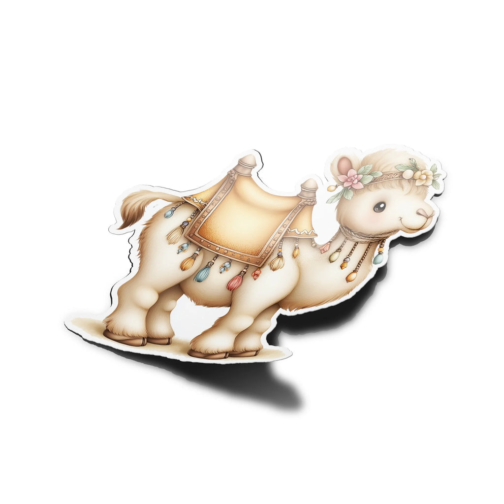Sticker chameau kawaii en vinyle – Autocollant enfant mignon résistant à l’eau et aux UV – Style bohème