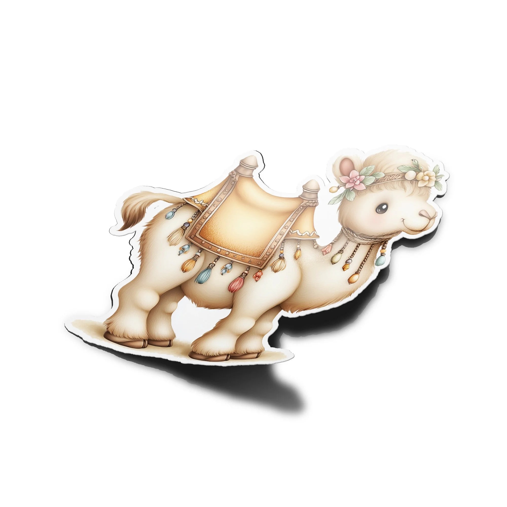 Sticker chameau kawaii en vinyle – Autocollant enfant mignon résistant à l’eau et aux UV – Style bohème