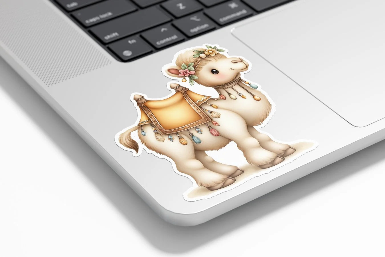 Sticker chameau kawaii en vinyle – Autocollant enfant mignon résistant à l’eau et aux UV – Style bohème