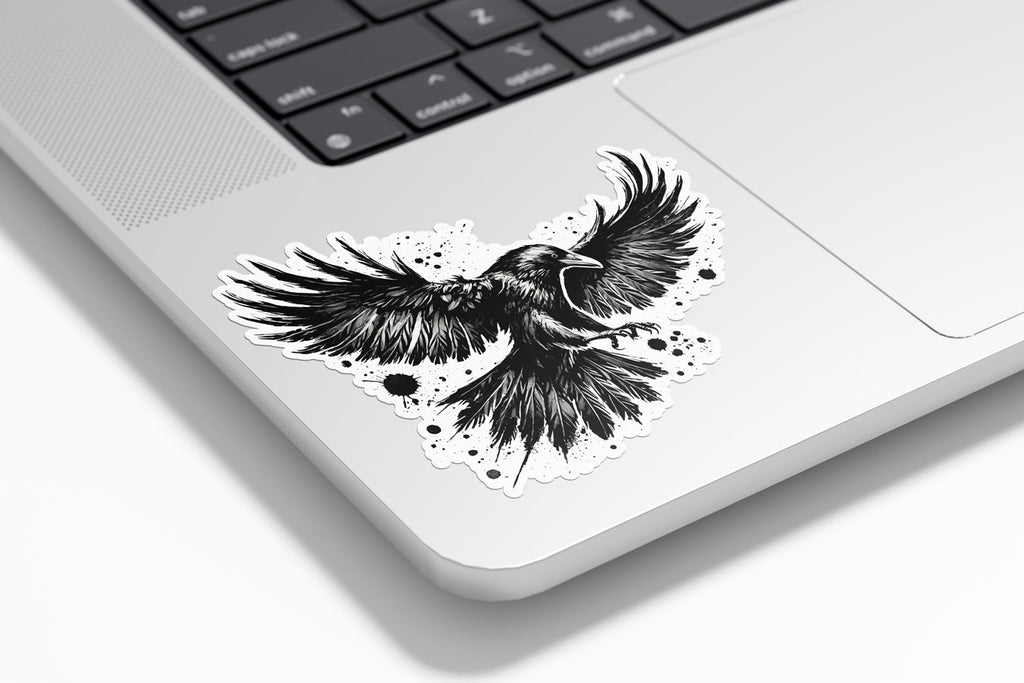 Sticker corbeau noir gothique - Autocollant vinyle de qualité - Résistant eau et UV - Illustration sombre