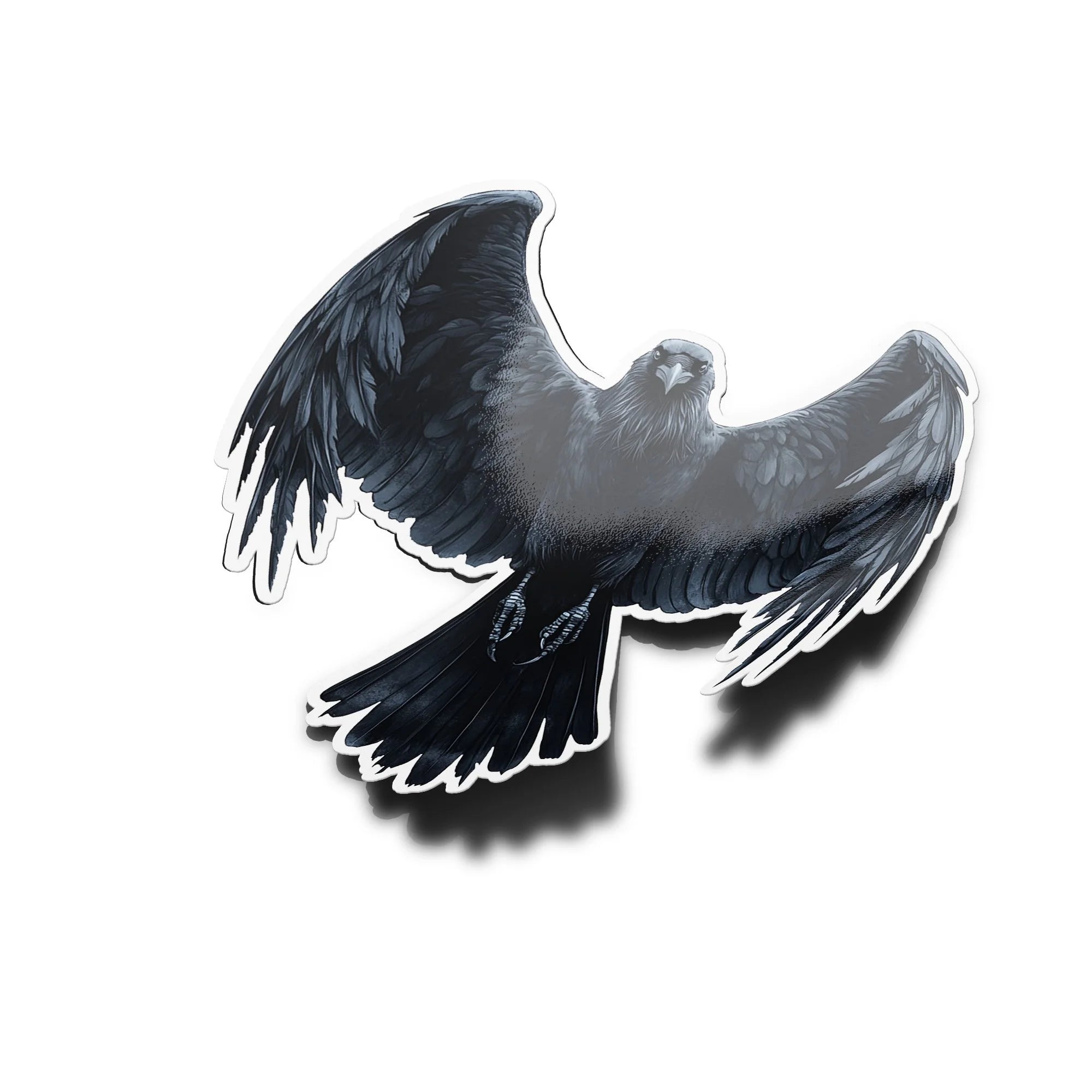Sticker Vinyle "Dark Raven" – Corbeau Noir aux Ailes Déployées