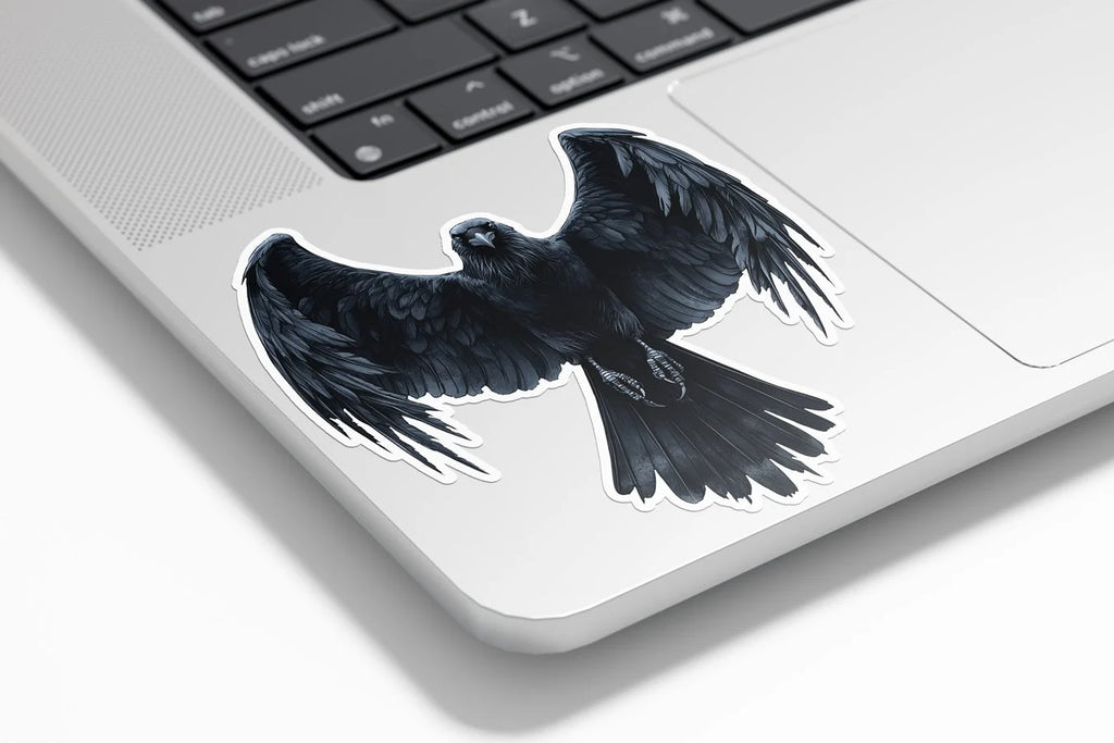 Sticker Vinyle "Dark Raven" – Corbeau Noir aux Ailes Déployées