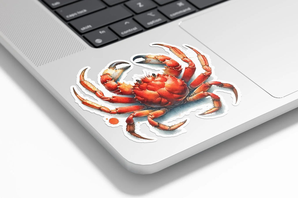 Sticker Vinyle Découpé Crabe de Mer - Aquarelle - Résistant à l'Eau et aux UV
