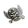 AUTOCOLLANTS STICKERS Crâne de Motard en Vinyle Design Biker avec Casque et Cigare décoration moto chopper 9cm