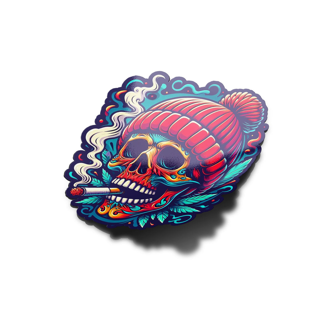 Sticker Vinyle Design - Crane avec Bonnet Fume Cannabis, Couleurs Vibrantes, Protection UV et Étanche