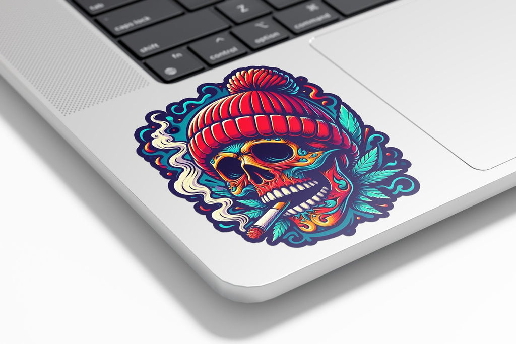 Sticker Vinyle Design - Crane avec Bonnet Fume Cannabis, Couleurs Vibrantes, Protection UV et Étanche