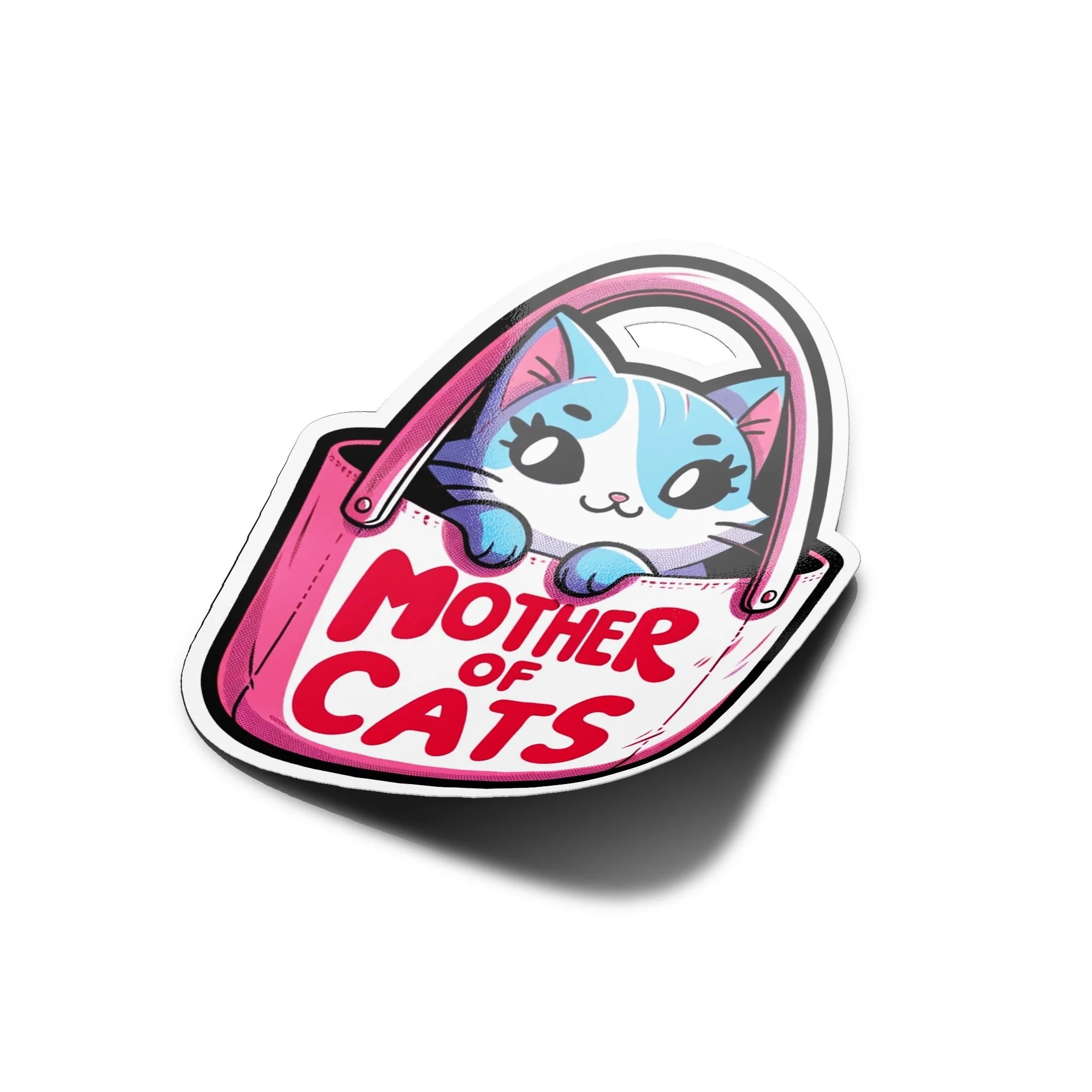 AUTOCOLLANTS STICKERS vinyle Chat mignon tote bag "Mother of cats" 8cm