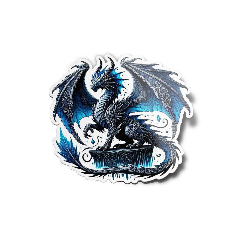 Sticker vinyle Dragon Céleste Bleu - Autocollant résistant eau et UV - Fantaisie fantastique anime