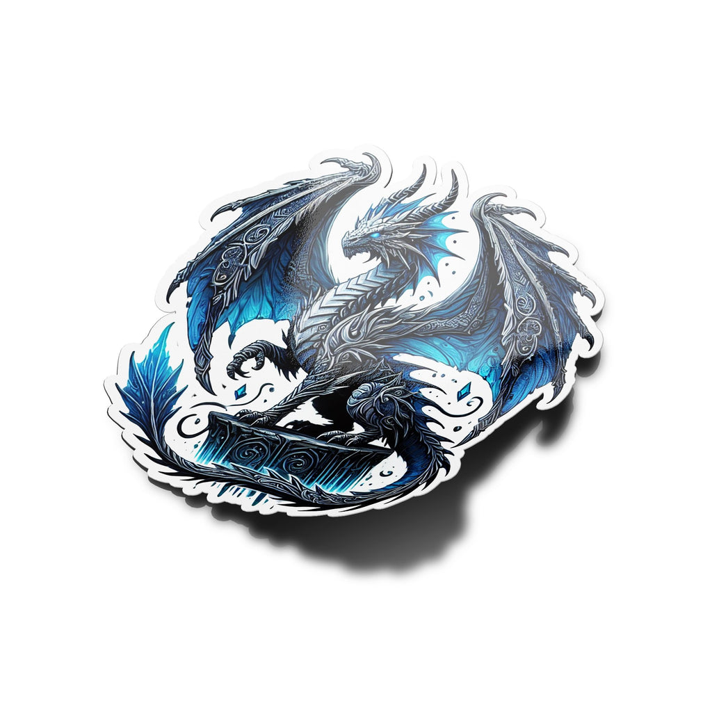 Sticker vinyle Dragon Céleste Bleu - Autocollant résistant eau et UV - Fantaisie fantastique anime