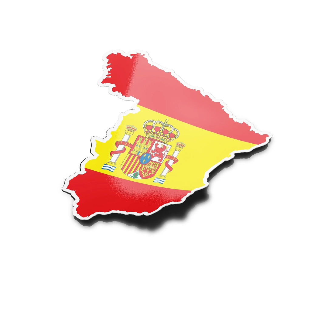 Sticker vinyle carte d'Espagne | Autocollant drapeau espagnol rouge et jaune | Résistant eau et UV