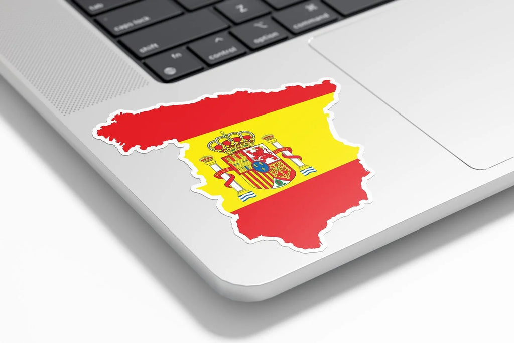 Sticker vinyle carte d'Espagne | Autocollant drapeau espagnol rouge et jaune | Résistant eau et UV