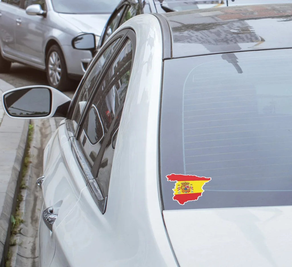 Sticker vinyle carte d'Espagne | Autocollant drapeau espagnol rouge et jaune | Résistant eau et UV