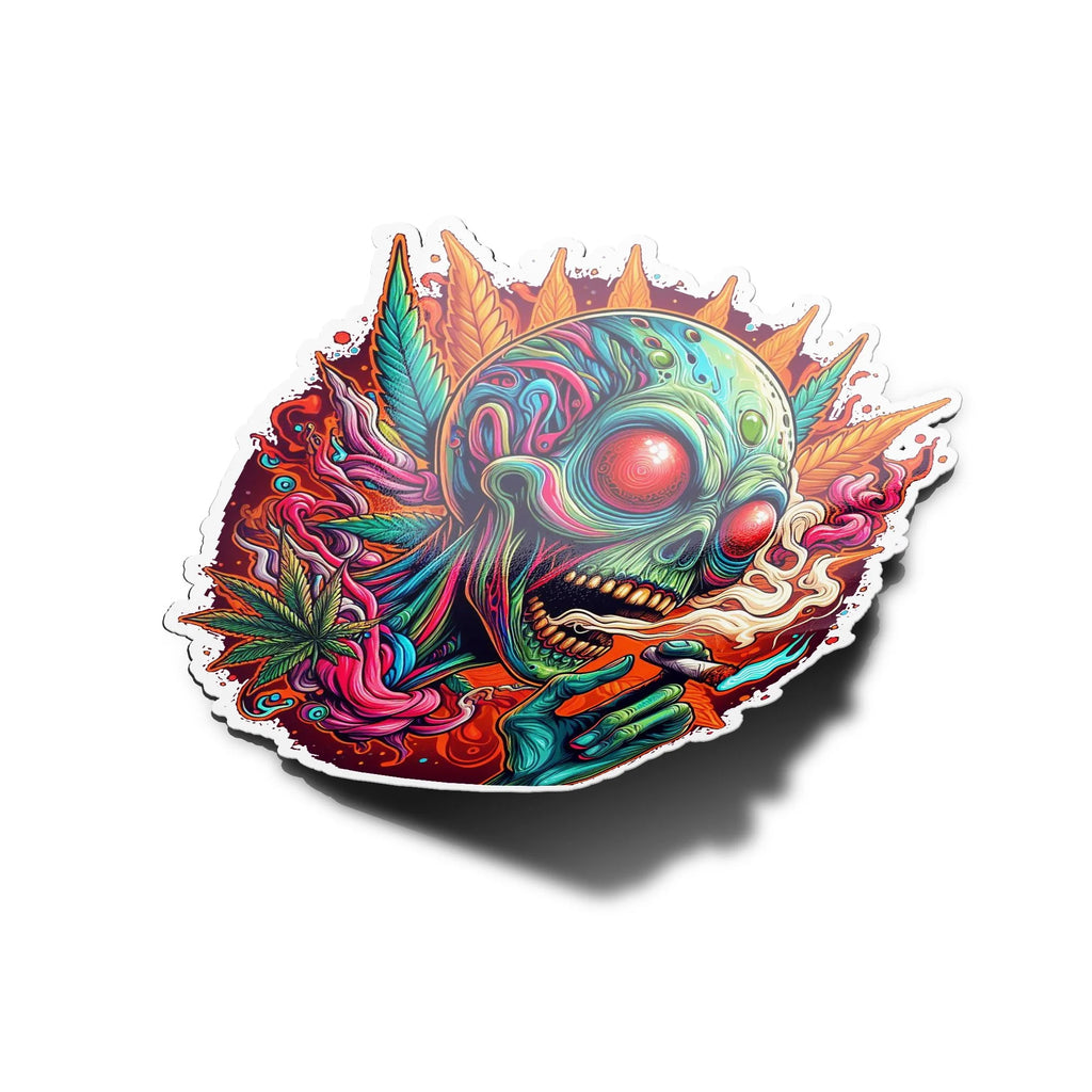 Sticker Vinyle Premium – Alien Déjanté à l’Herbe Magique CBD Skunk Weed – Résistance Extrême à l’Eau et aux UV
