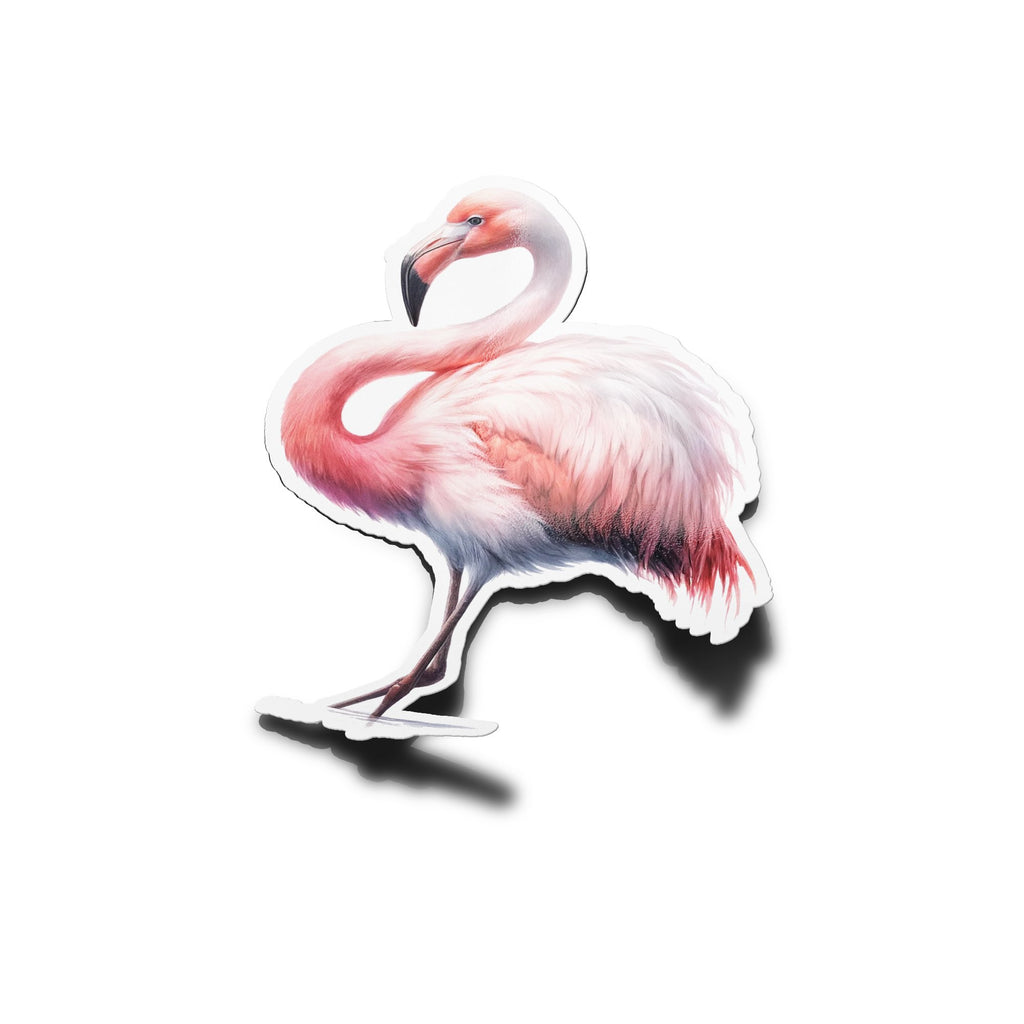 Sticker Vinyle Flamant Rose en Aquarelle – Autocollant Découpé à la Forme, Résistant à l'Eau et aux UV