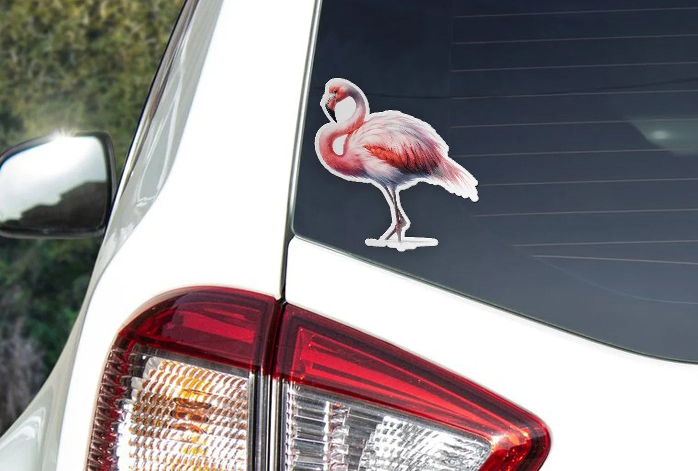 Sticker Vinyle Flamant Rose en Aquarelle – Autocollant Découpé à la Forme, Résistant à l'Eau et aux UV