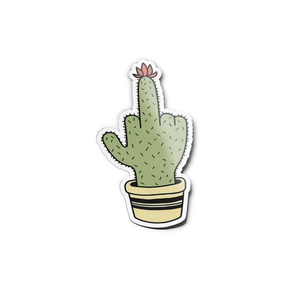 Sticker Vinyle Cactus "Doigt d'Honneur" - Autocollant Humour Résistant Eau et UV - Décoration Originale
