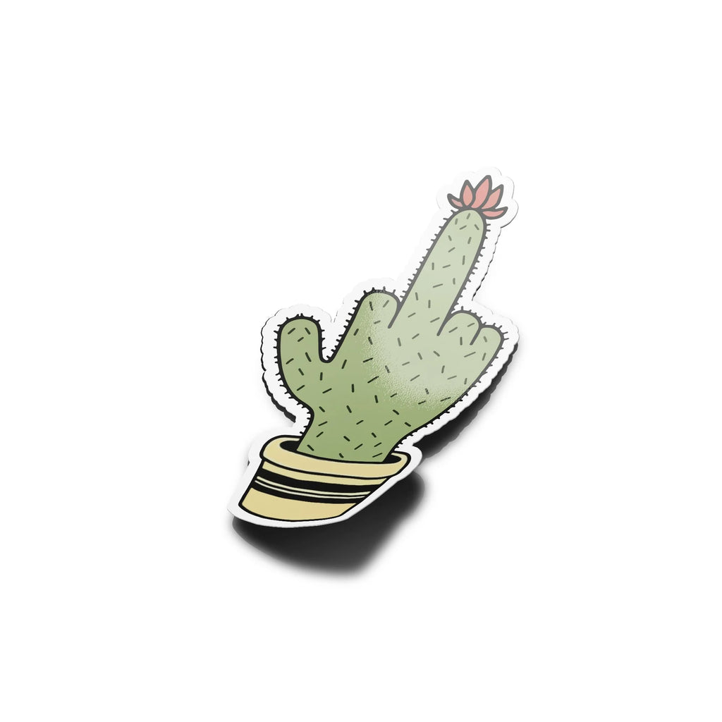 Sticker Vinyle Cactus "Doigt d'Honneur" - Autocollant Humour Résistant Eau et UV - Décoration Originale