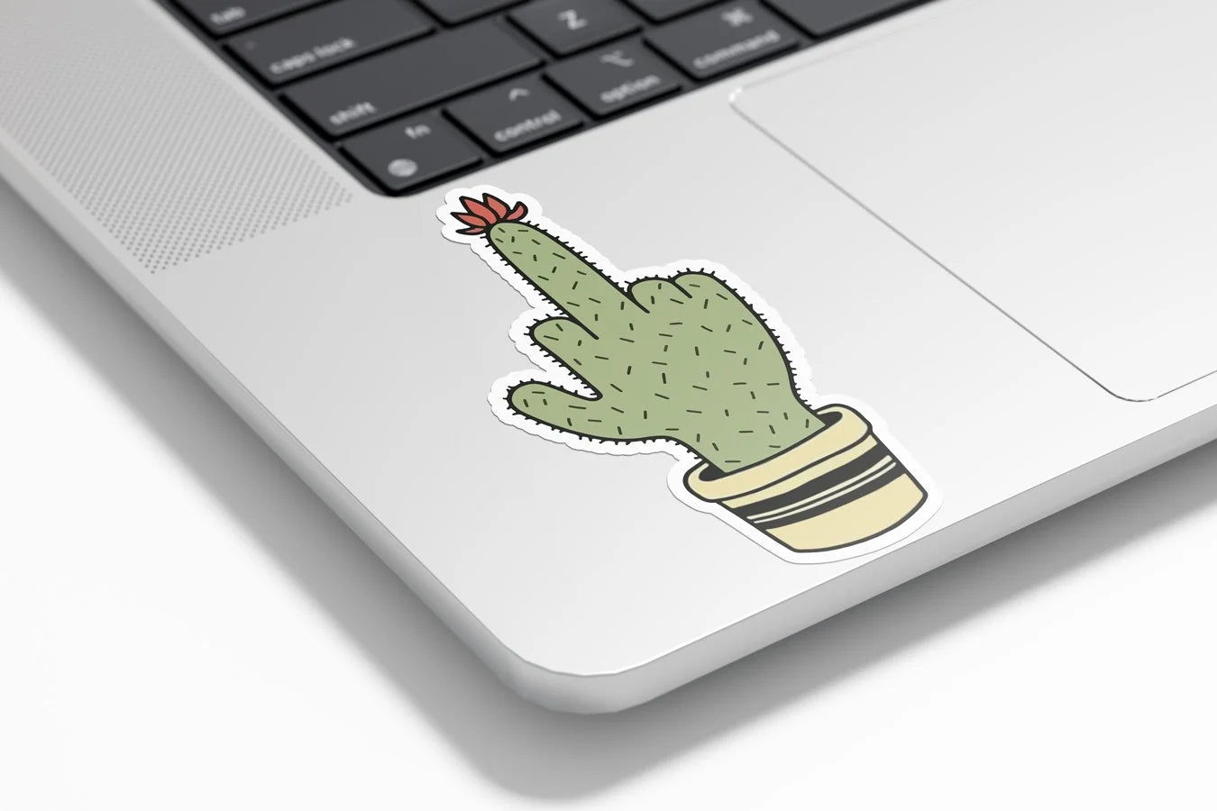 Sticker Vinyle Cactus "Doigt d'Honneur" - Autocollant Humour Résistant Eau et UV - Décoration Originale