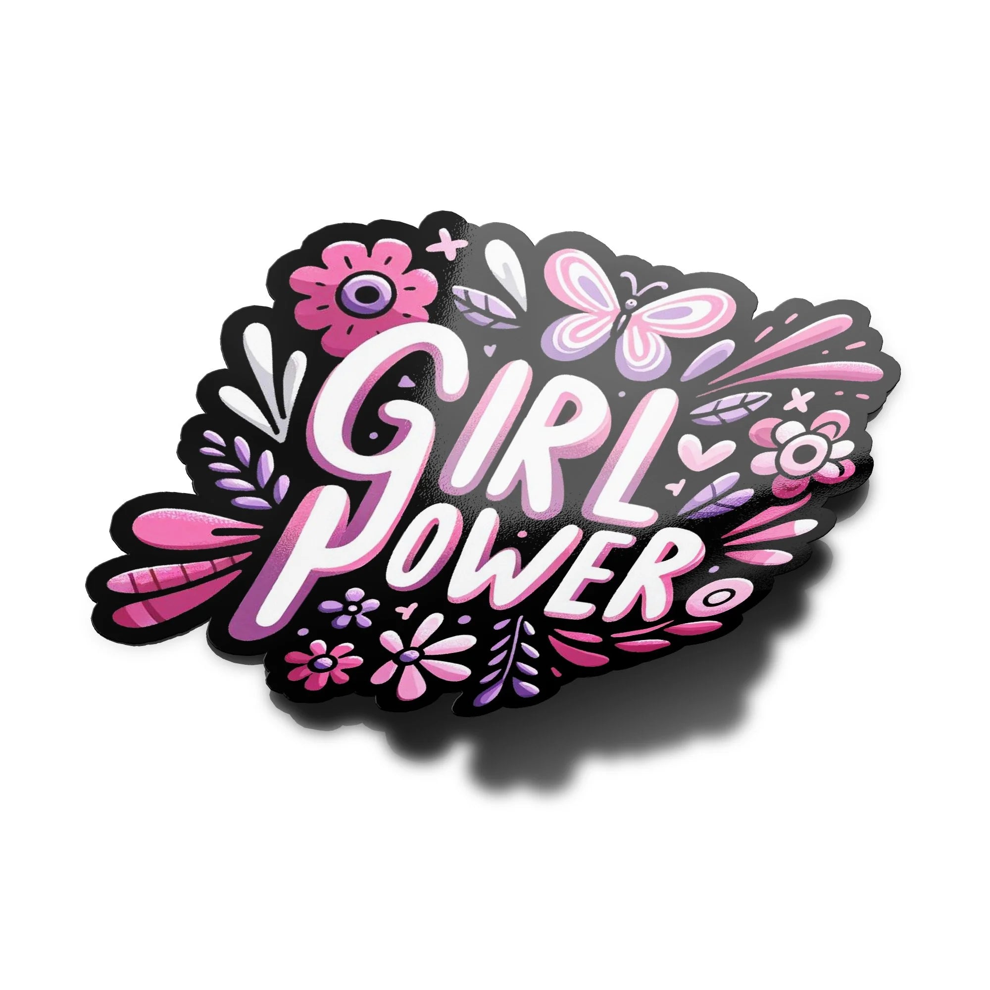 Sticker 'GIRL POWER' en Vinyle - Fleurs et Papillons feministe militant Résistant Eau/UV
