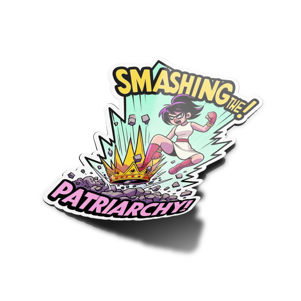 Stickers 'SMASHING THE PATRIARCHY' avec Super-héroïne feministe - Vinyle Résistant eau & UV