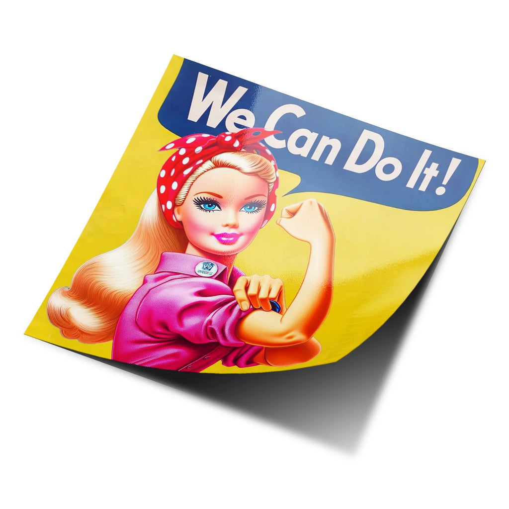 Sticker Vinyle Barbie 'We Can Do It!' - Icône Féministe Résistante à l'Eau et aux UV