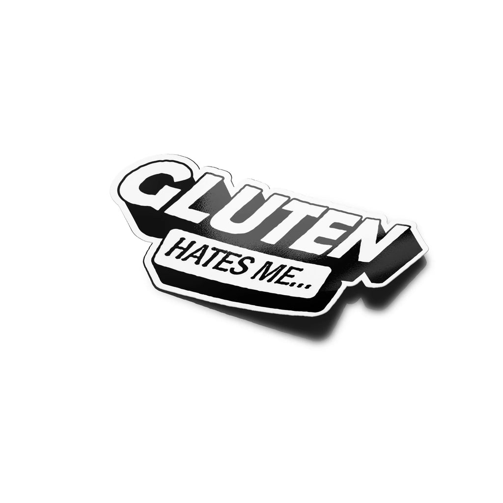 Sticker vinyle "Gluten Hates Me" - Autocollant humoristique pour intolérants au gluten | Résistant eau & UV