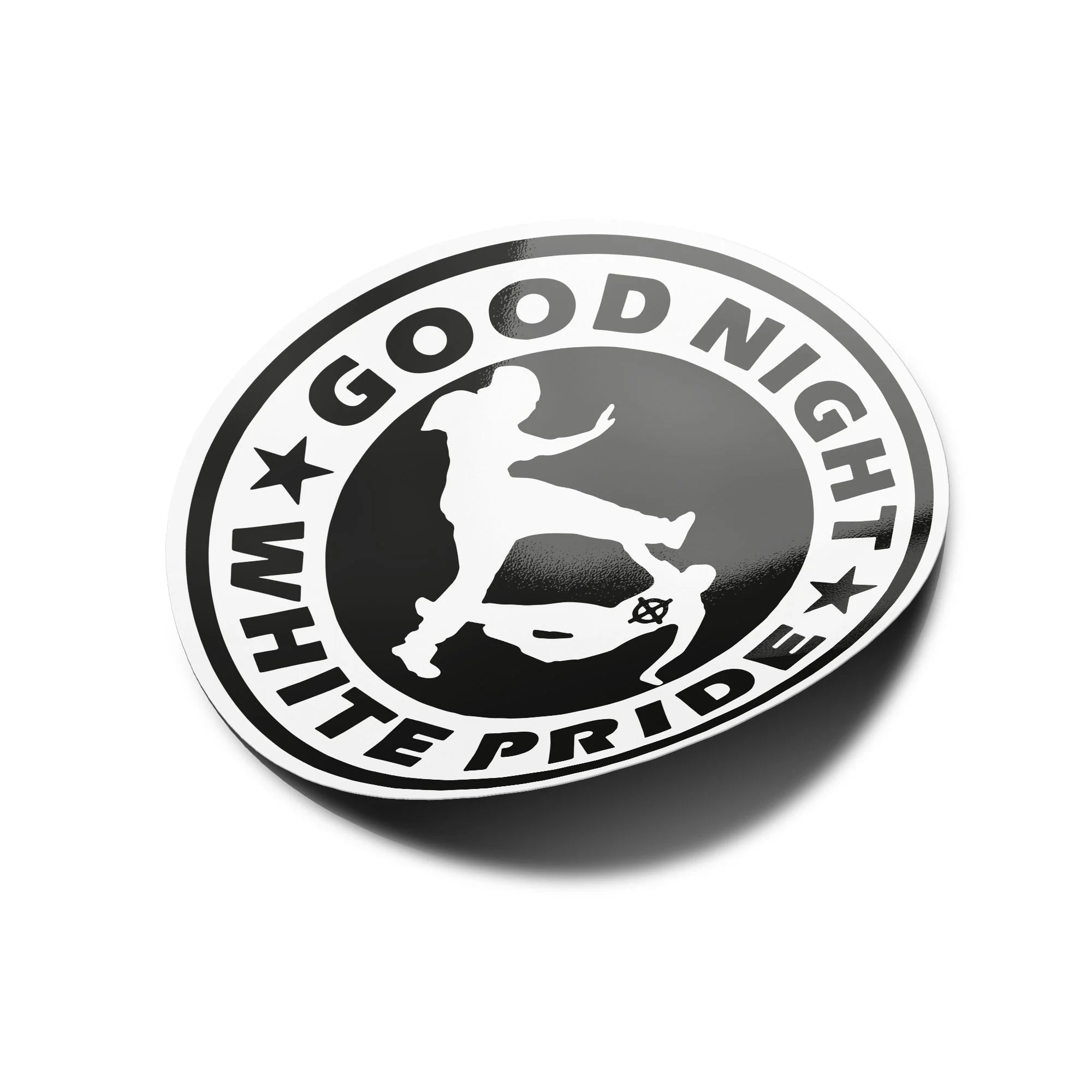AUTOCOLLANTS Stickers good night white pride antifa découpé à la forme rond vinyle resistant eau et UV qualité 8x8cm