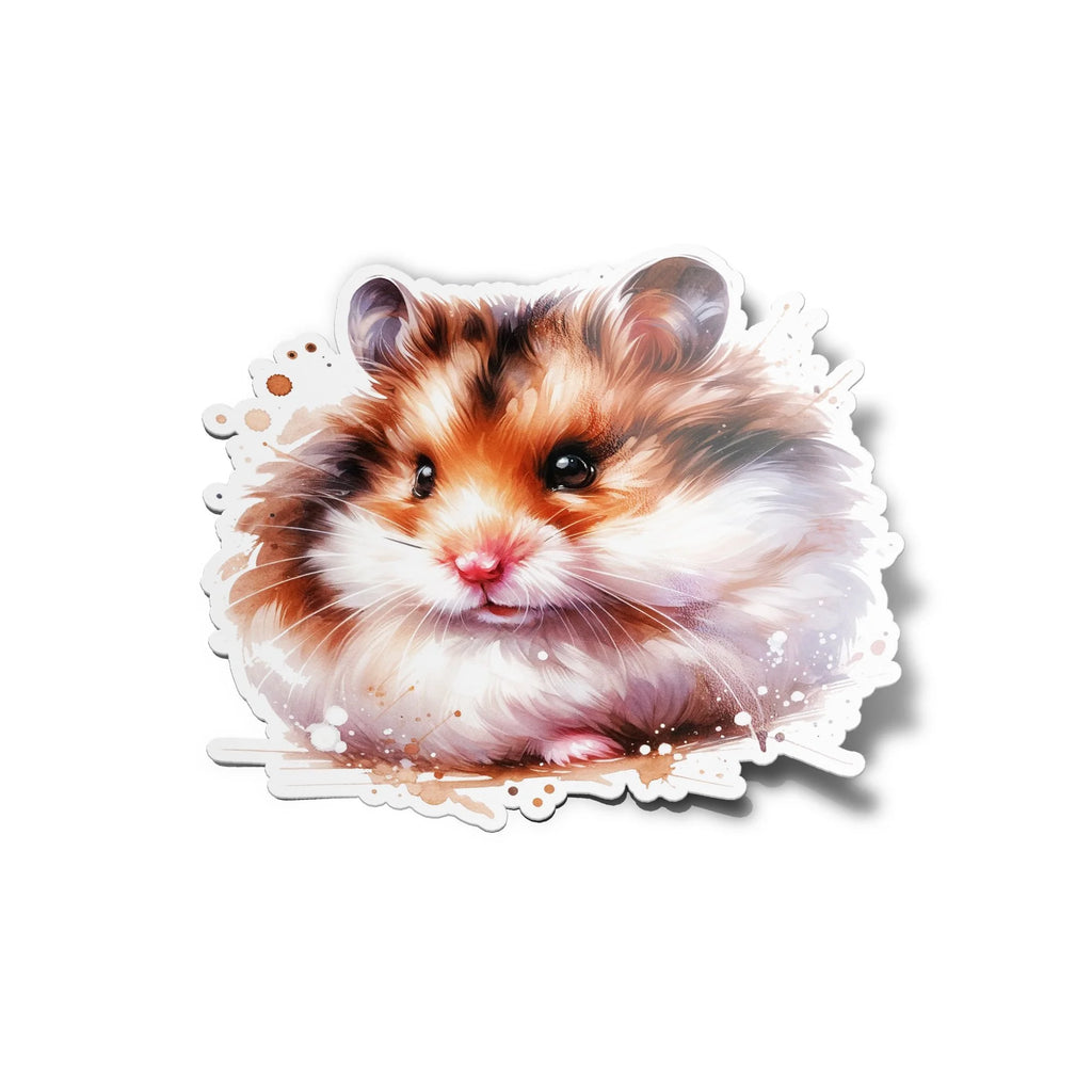 Sticker Vinyle Hamster Mignon en Aquarelle – Autocollant Découpé à la Forme, Résistant à l'Eau et aux UV