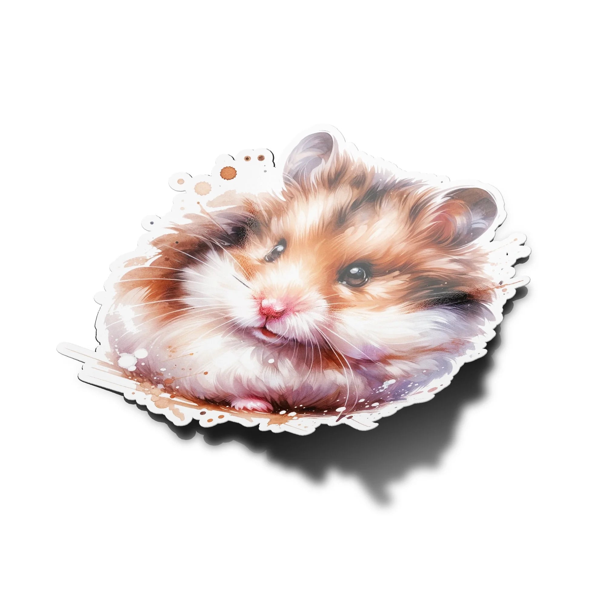 Sticker Vinyle Hamster Mignon en Aquarelle – Autocollant Découpé à la Forme, Résistant à l'Eau et aux UV