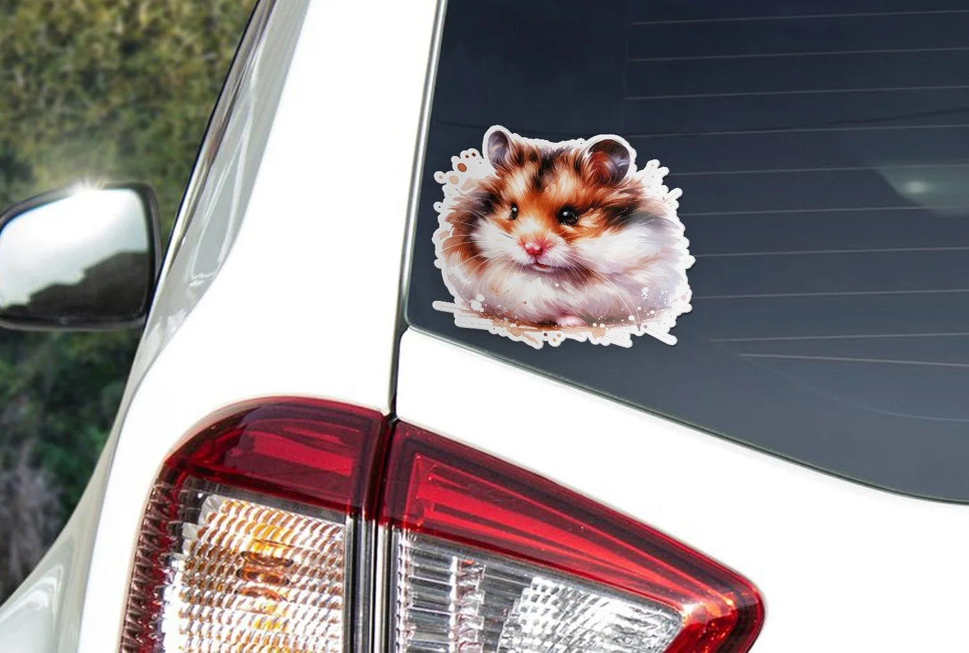 Sticker Vinyle Hamster Mignon en Aquarelle – Autocollant Découpé à la Forme, Résistant à l'Eau et aux UV